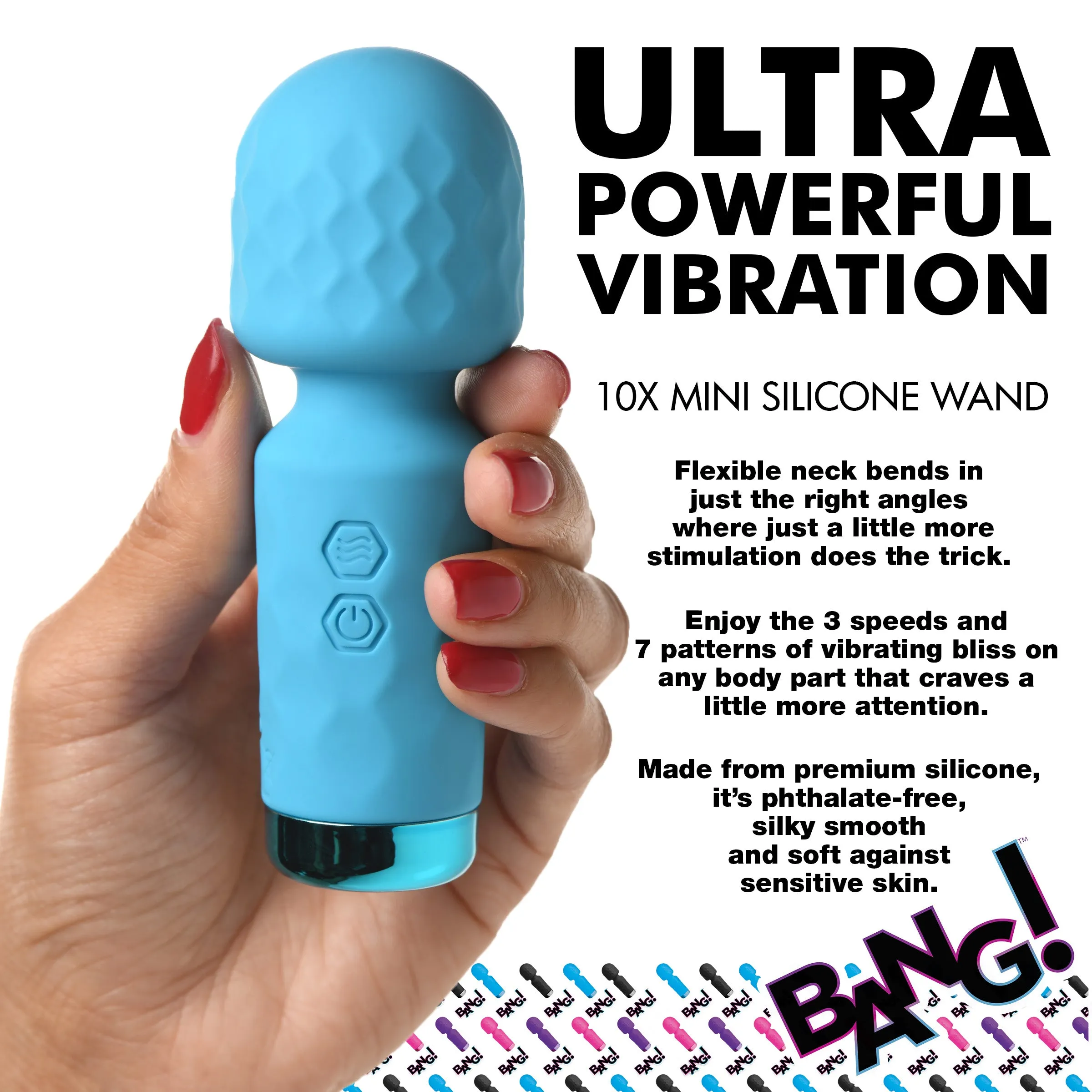 10X Mini Silicone Wand - Blue