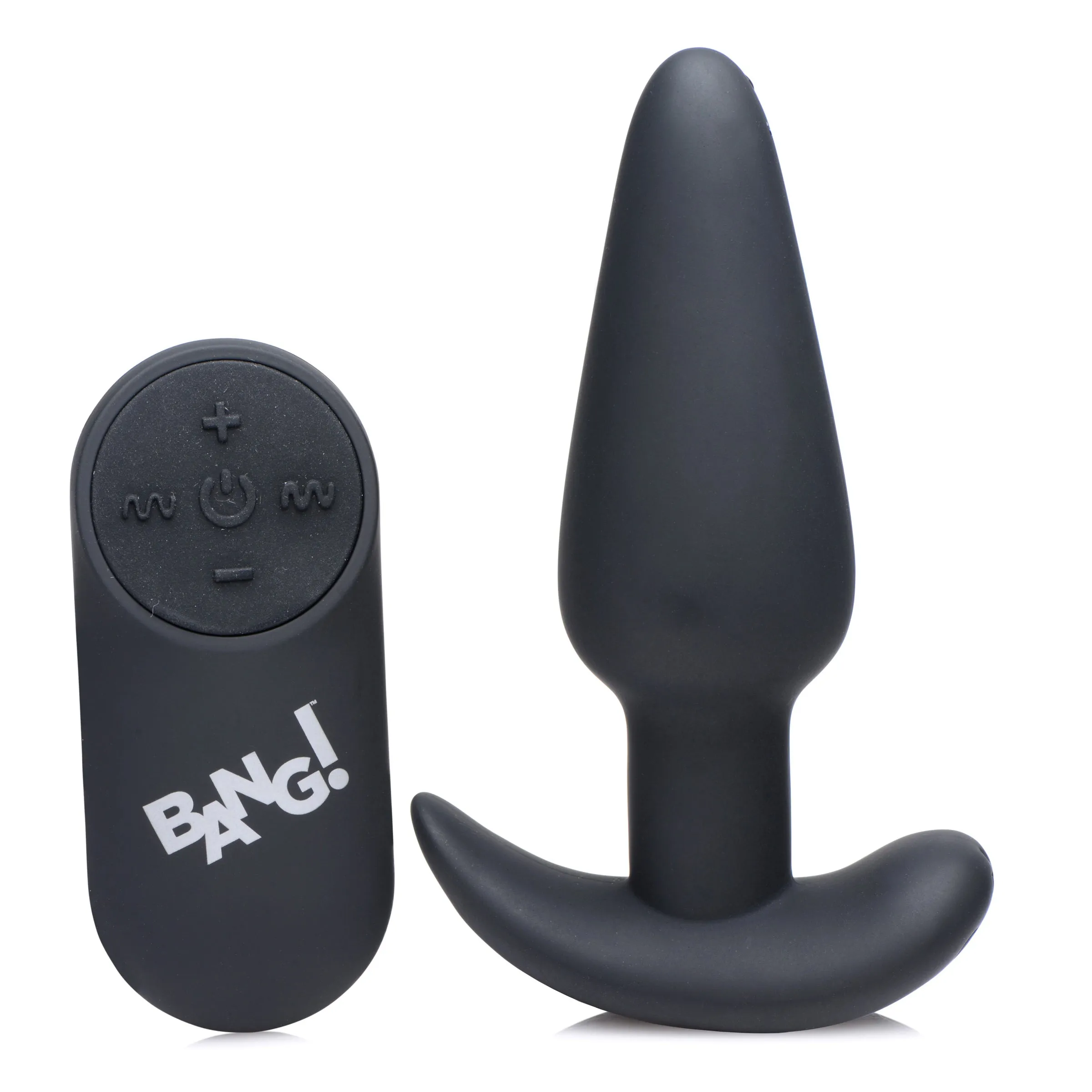 21X Remote Control Vibrating Silicone Butt Plug - Black