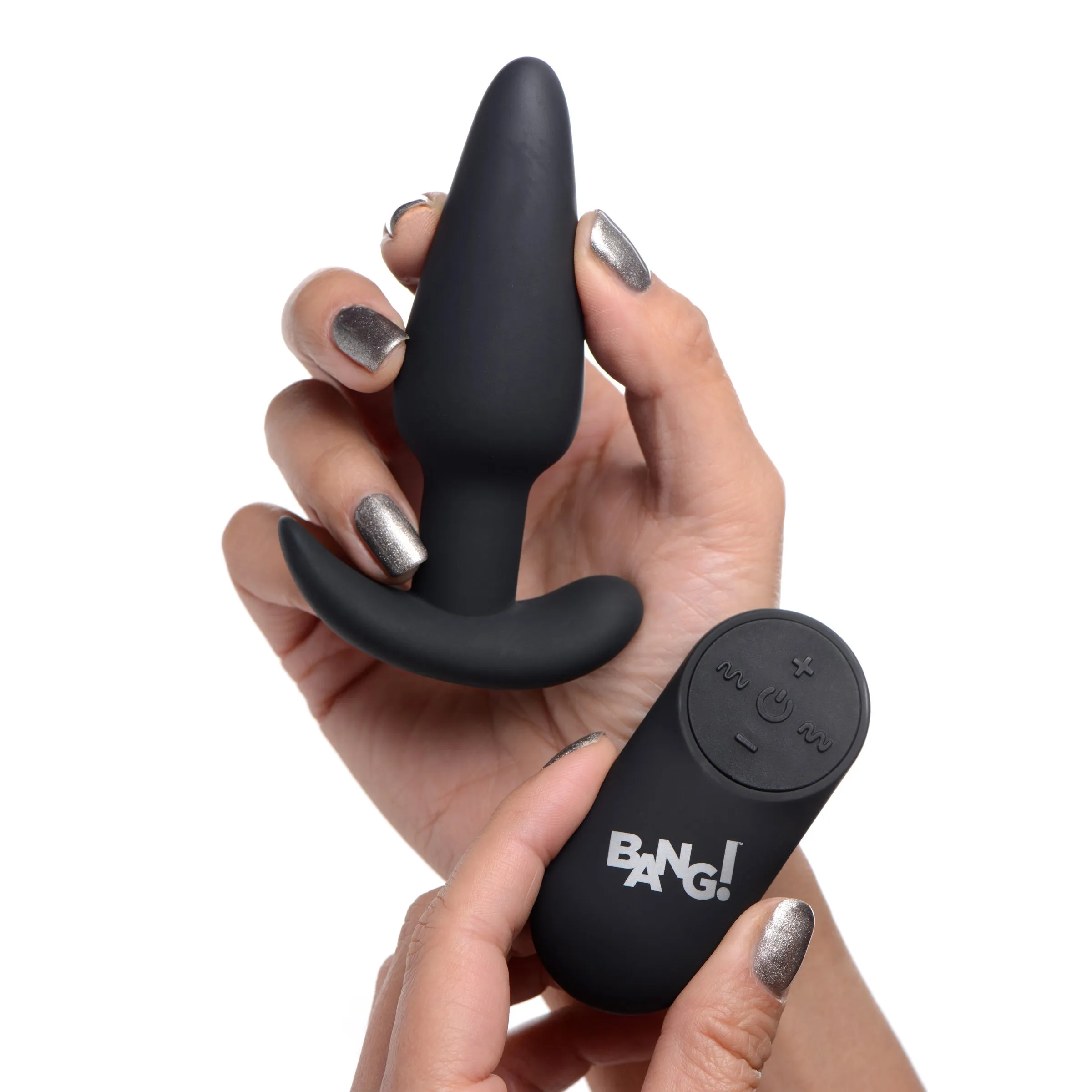 21X Remote Control Vibrating Silicone Butt Plug - Black