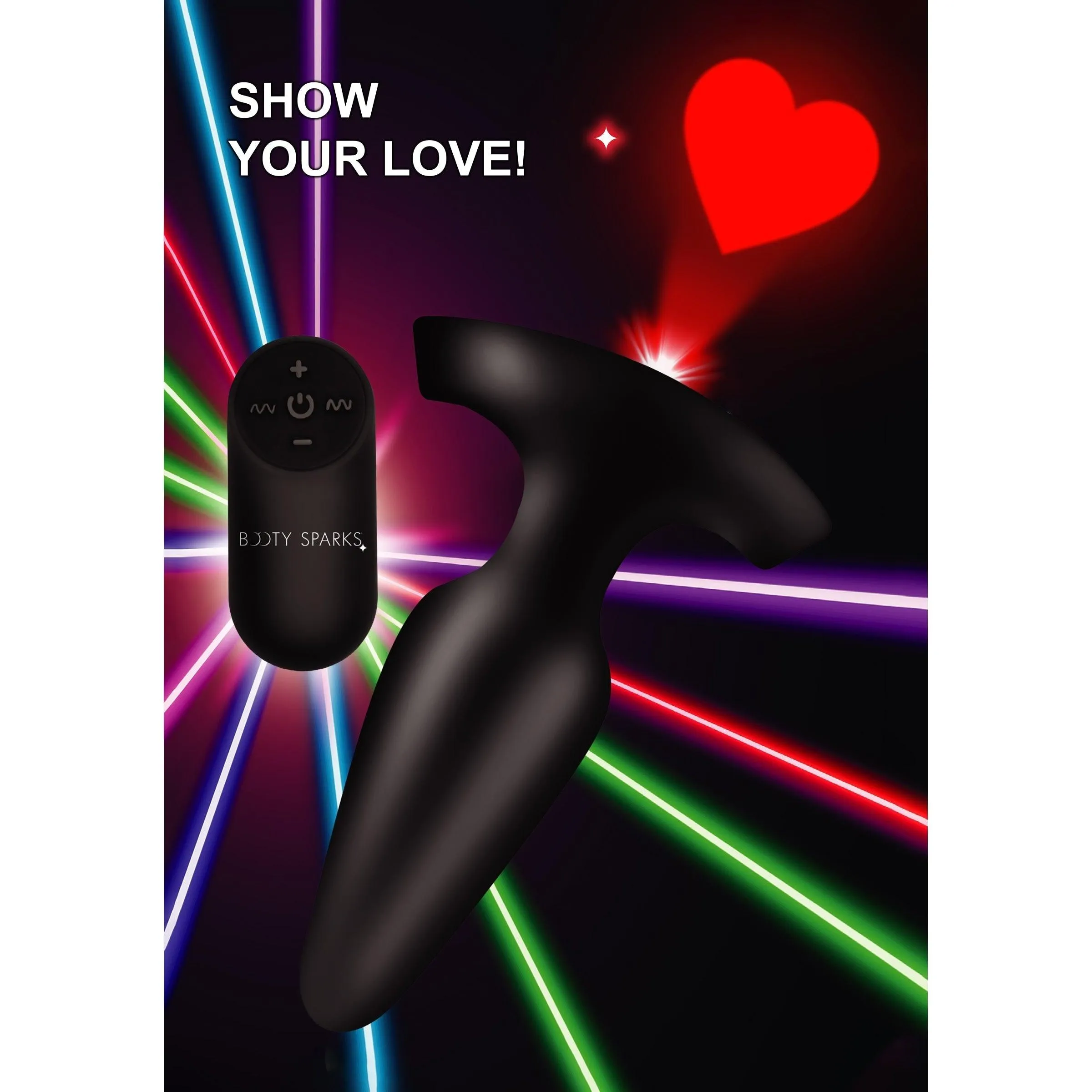 28X Laser Heart Silicone Anal Plug with Remote – Medium