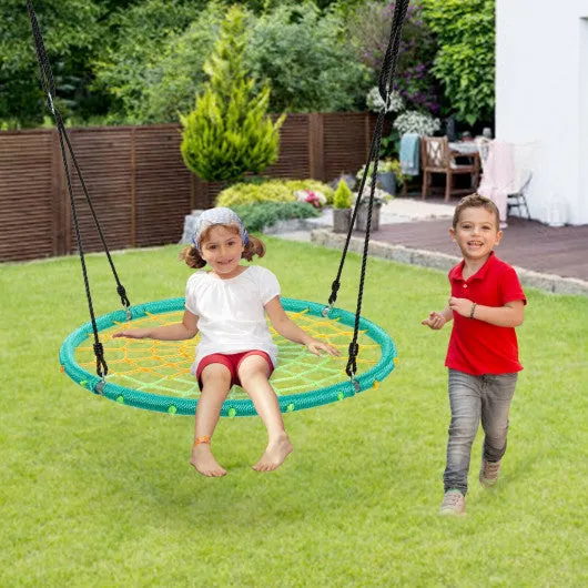 40 Inch Spider Web Tree Swing Kids Outdoor Play Set with Adjustable Ropes-Green