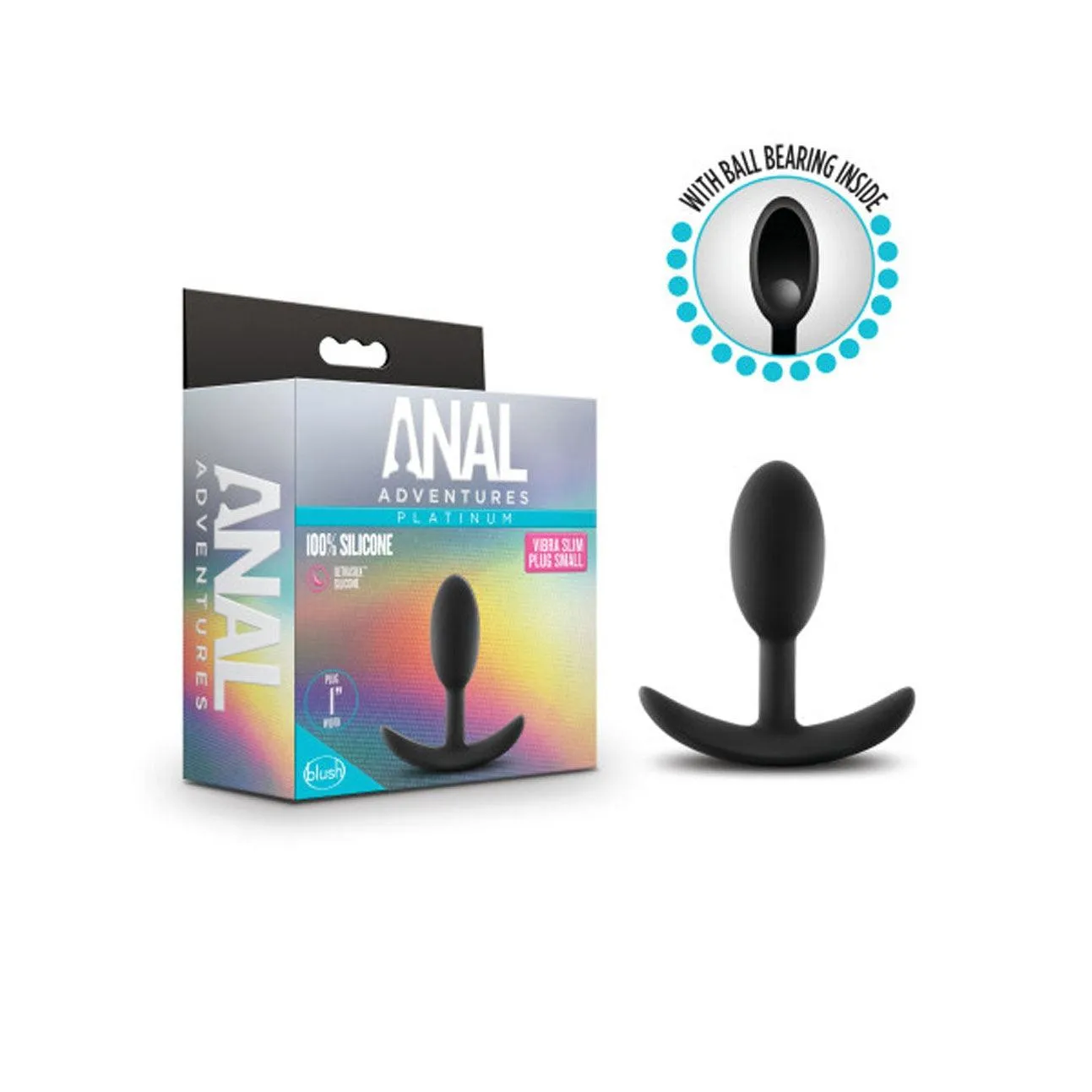 Anal Adventures - Platinum - Silicone Vibra Slim  Plug - Small - Black