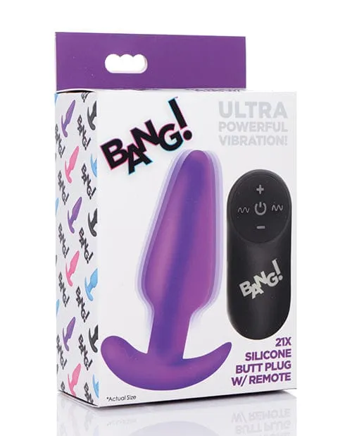 Bang! 21x Vibrating Silicone Butt Plug With remote