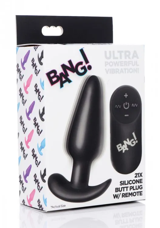 BANG Remote Control 21X Vibrating Silicone Butt Plug - Black