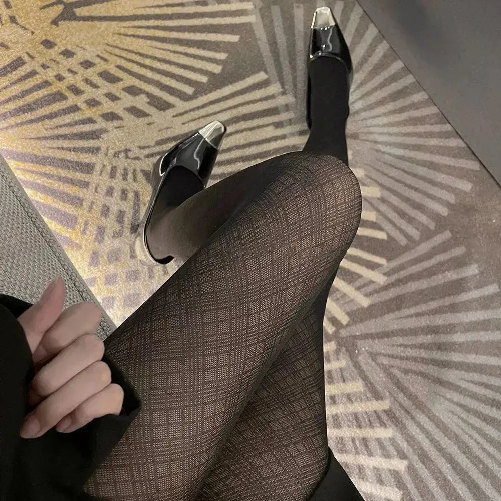 Black Tights for Women | Diamond Pattern Tights