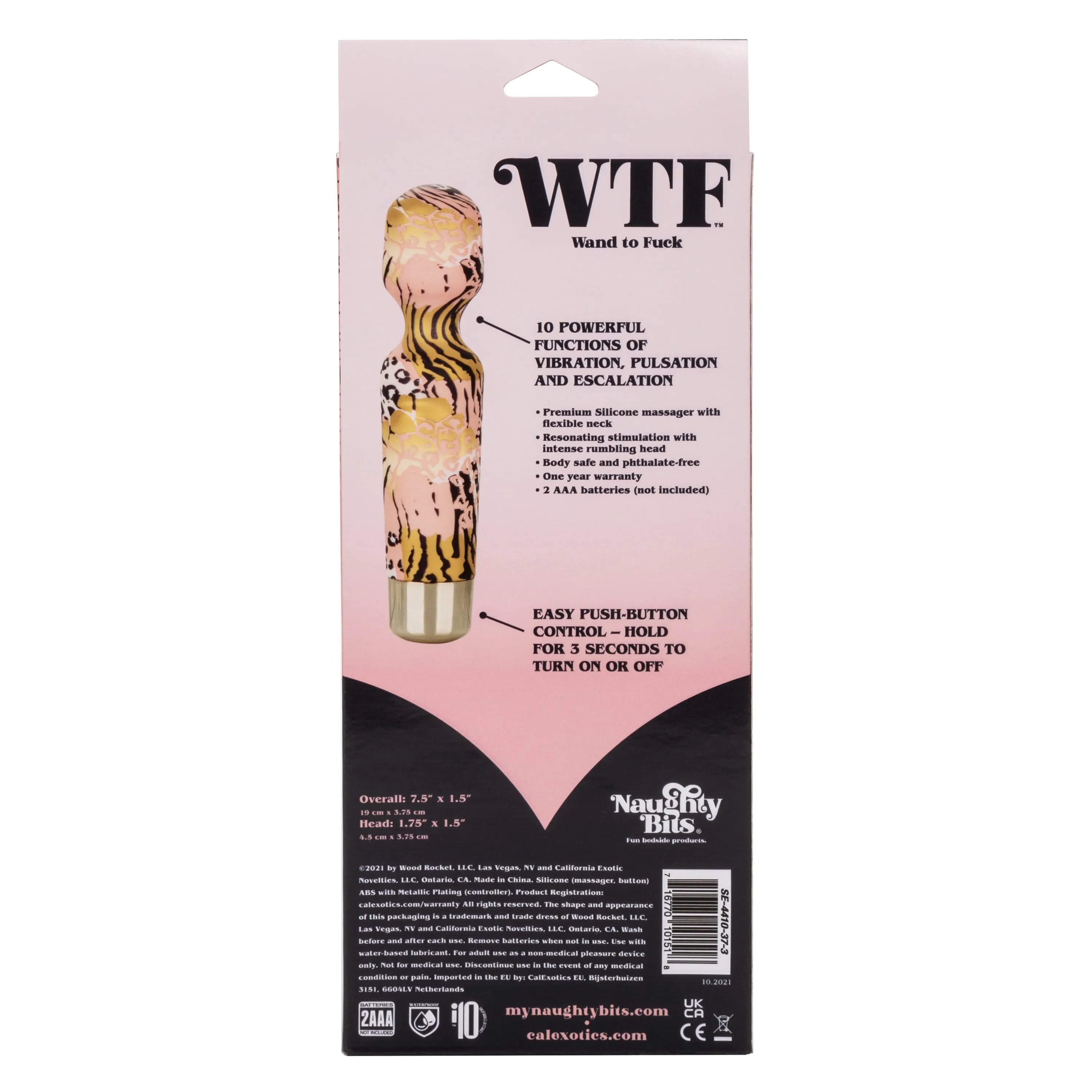 California Exotics - Naughty Bits WTF Wand To F*ck Wand Massager (Multi Colour)