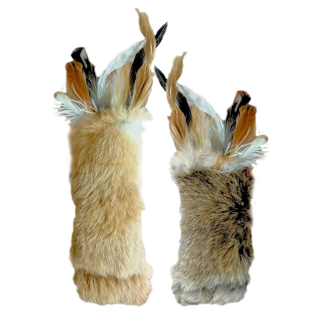 Cat Kicker Toy with Rabbit Fur Feathers and Wool