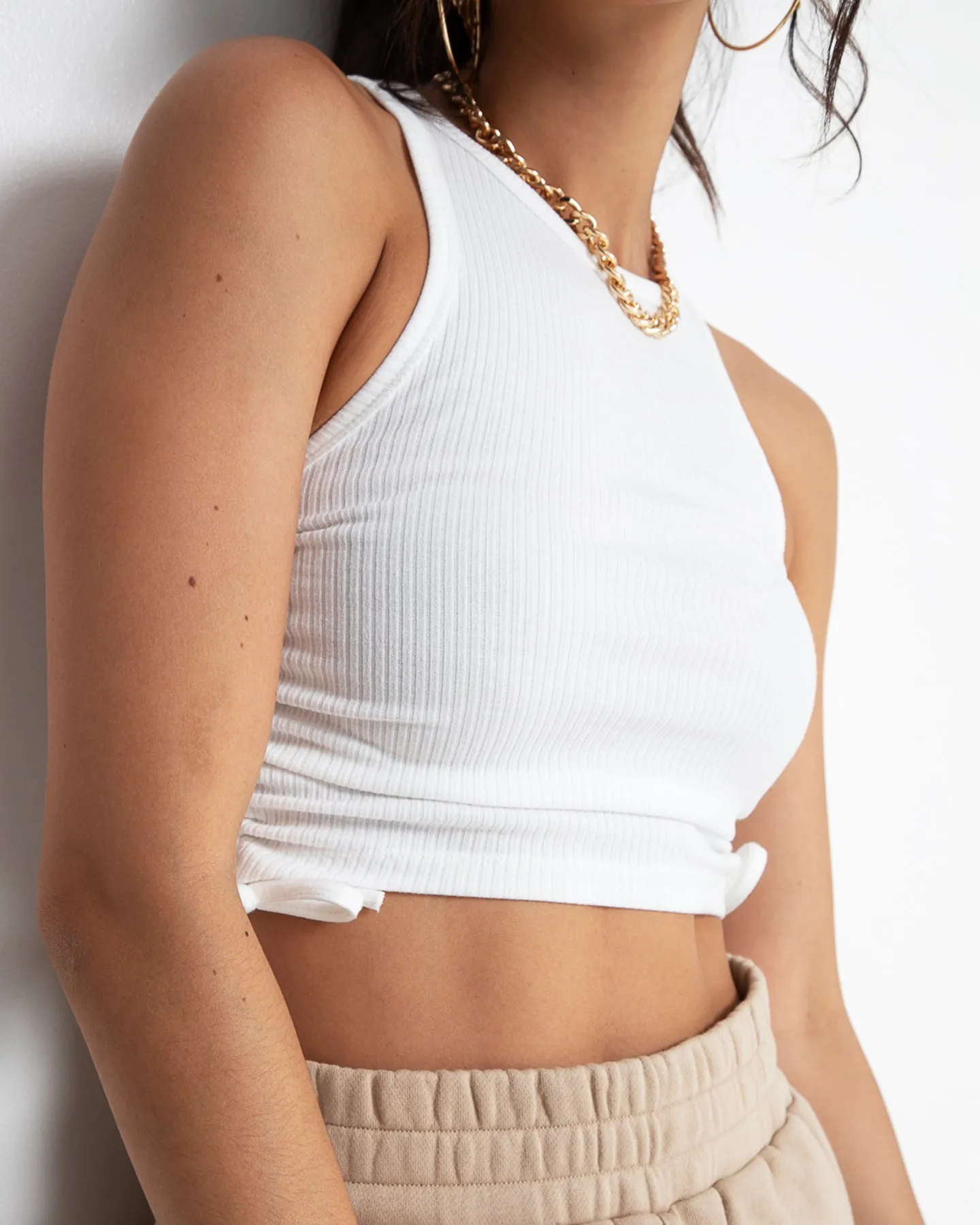 EN ES Women's Shuffle Cropped Tank White