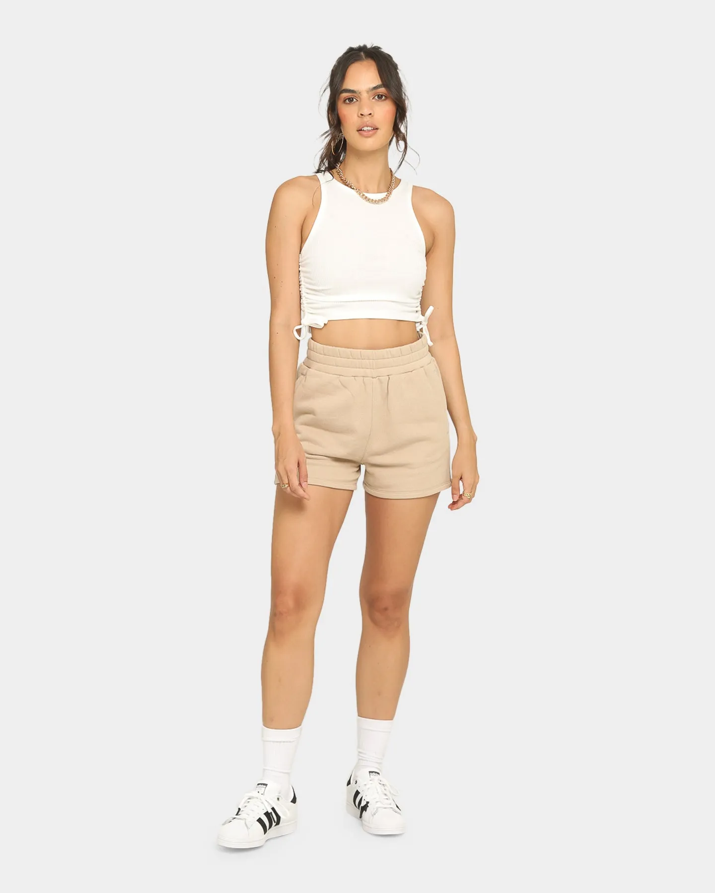 EN ES Women's Shuffle Cropped Tank White