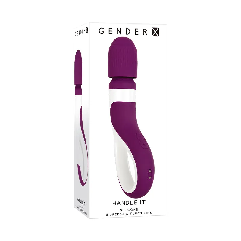 Gender X Handle It Rechargeable Silicone Wand Vibrator With Handle Purple