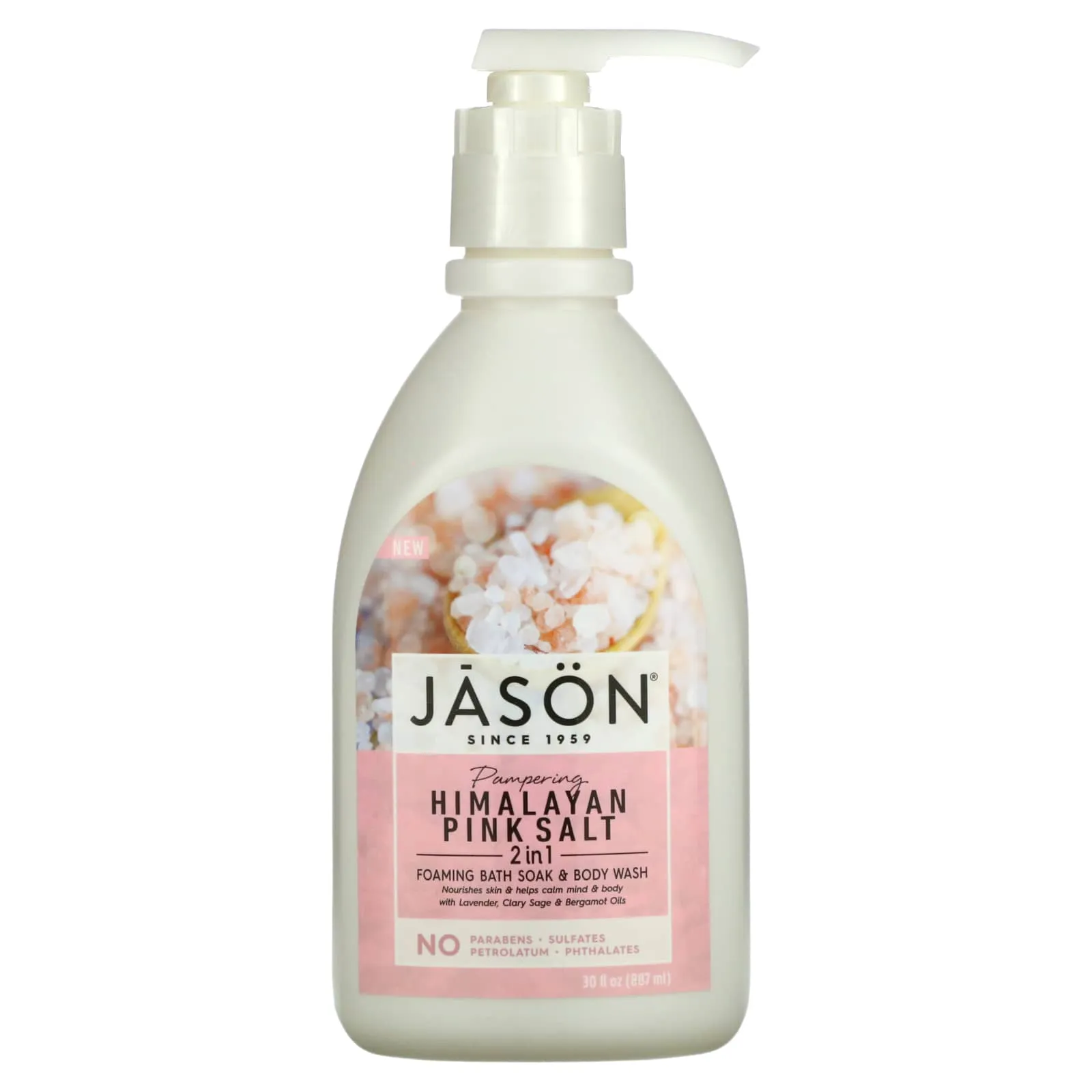 Jason Natural Bath & Body Gel, Gentle Himalayan Pink Salt, 887 ml