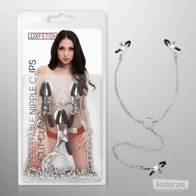 Lux Fetish Adjustable Nipple Clamps & Clit Clamp