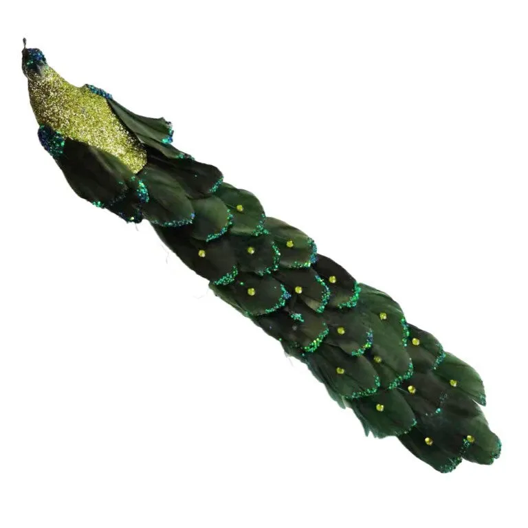 Peacock Long Tail Clip-on Green 37cm