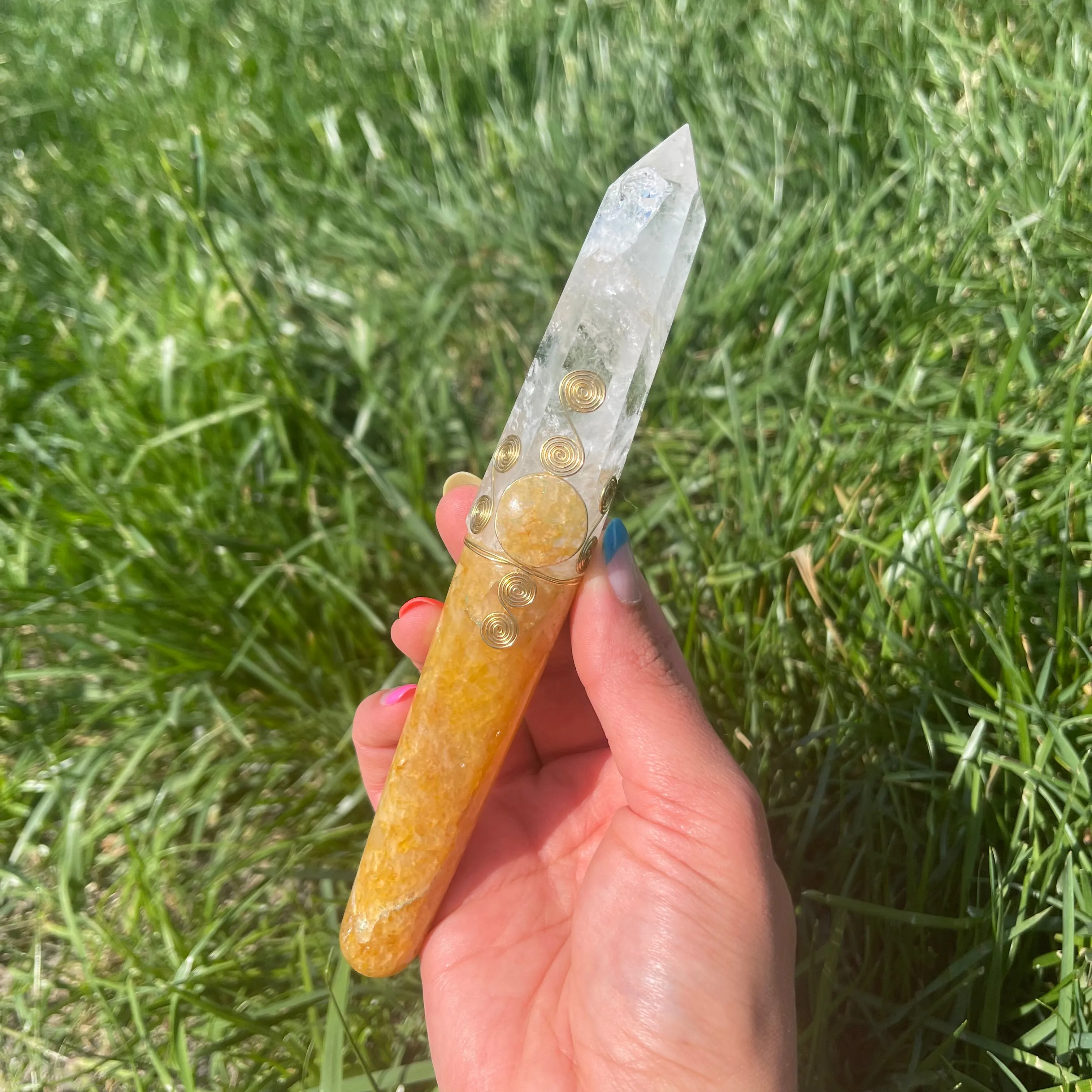 Satyaloka Quartz & Clear Quartz Crystal Wand