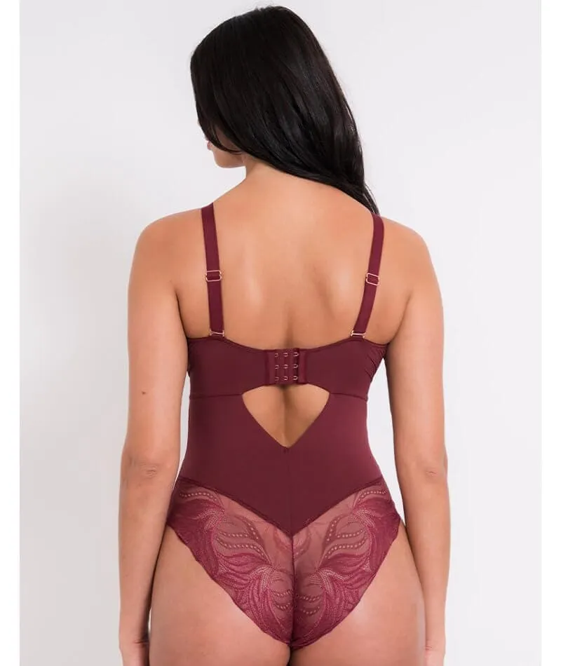 Scantilly Indulgence Stretch Lace Bodysuit - Oxblood Red