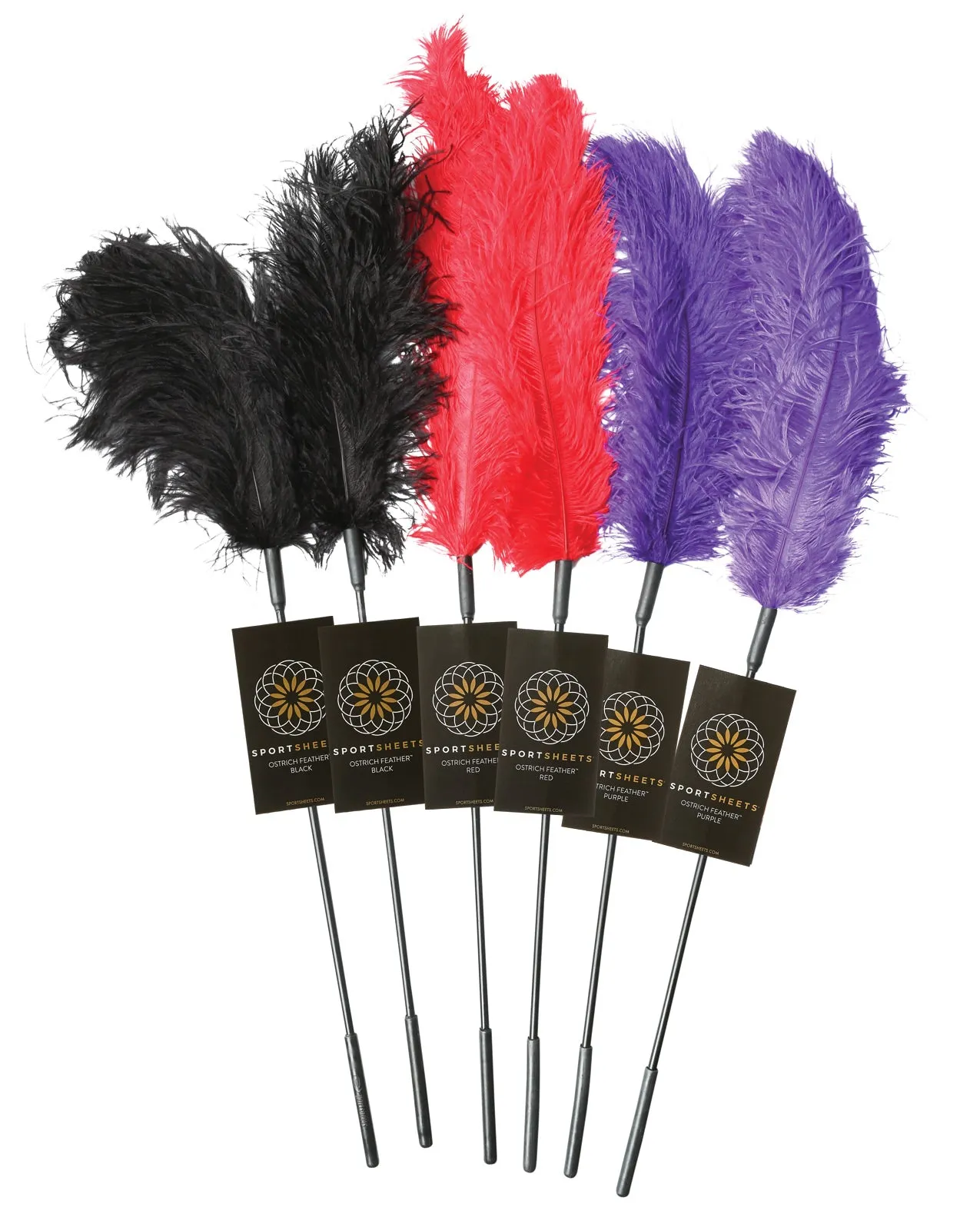 Sportsheets Ostrich Feather Ticklers - Asst. Colors Dozen