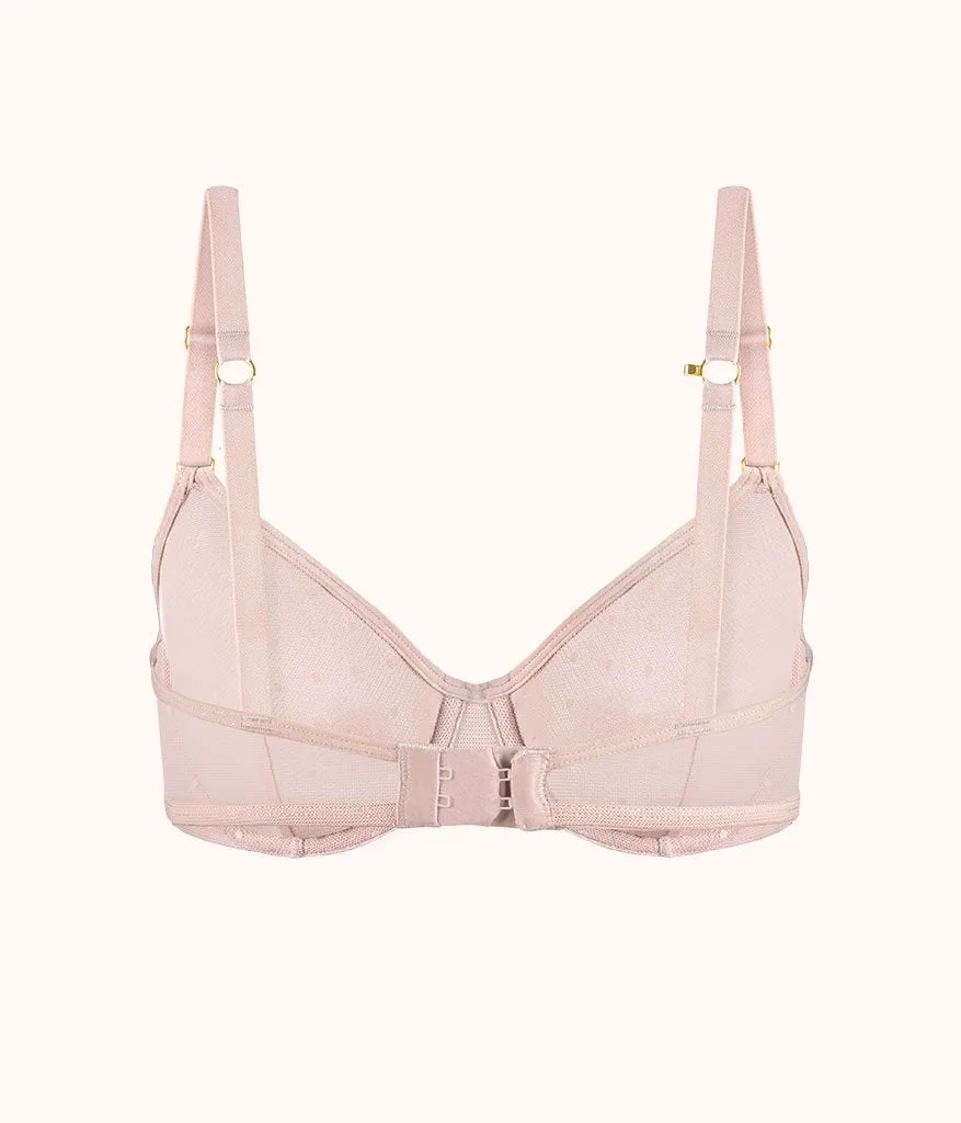 The Dot Mesh Unlined Bra: Orchid