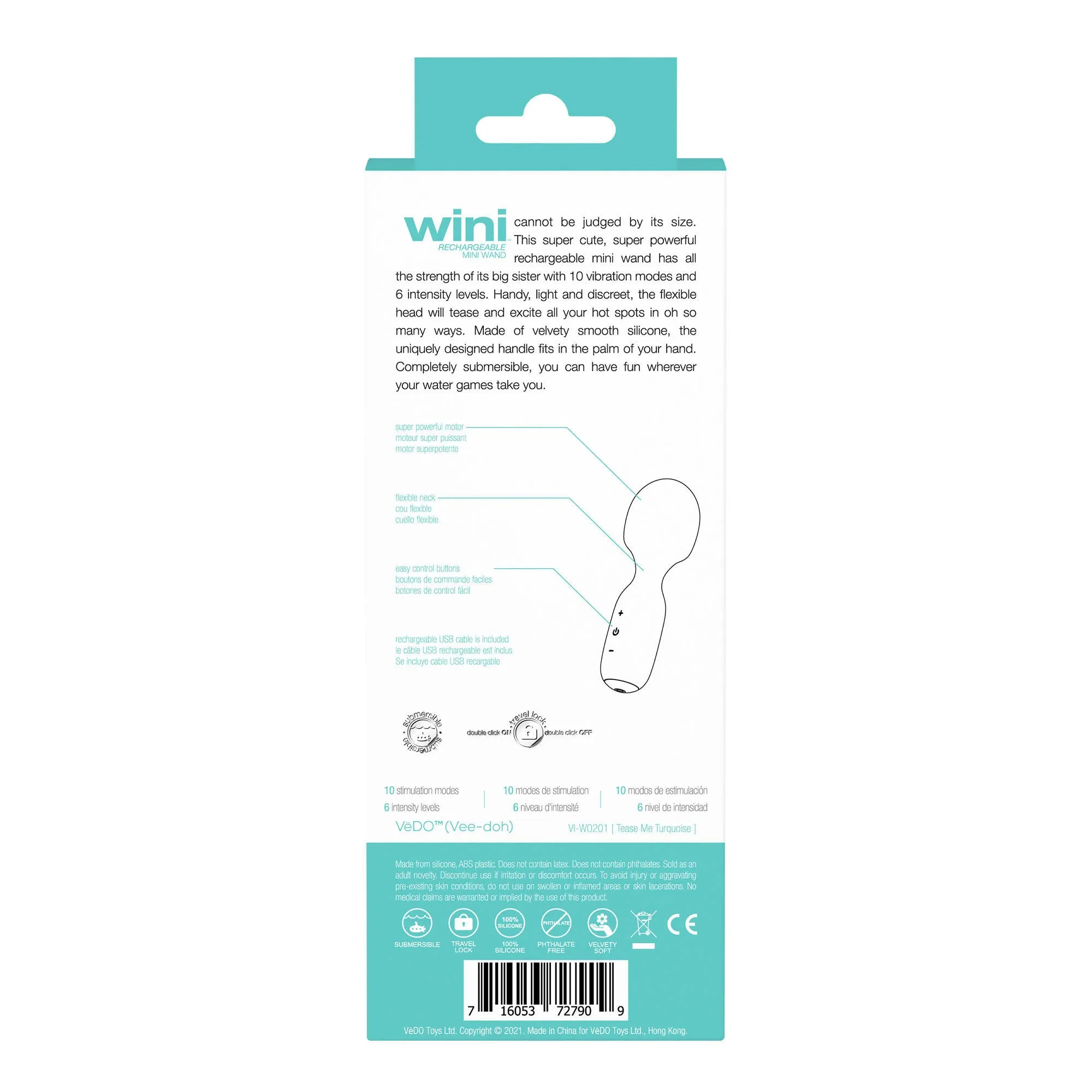 VeDO WINI Rechargeable Mini Wand - Tease Me Turquiose