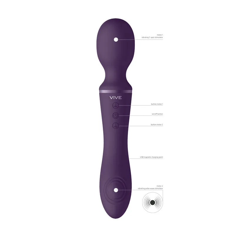 Vive Enora - Purple 22 cm USB Rechargeable Dual Ended Massager Wand